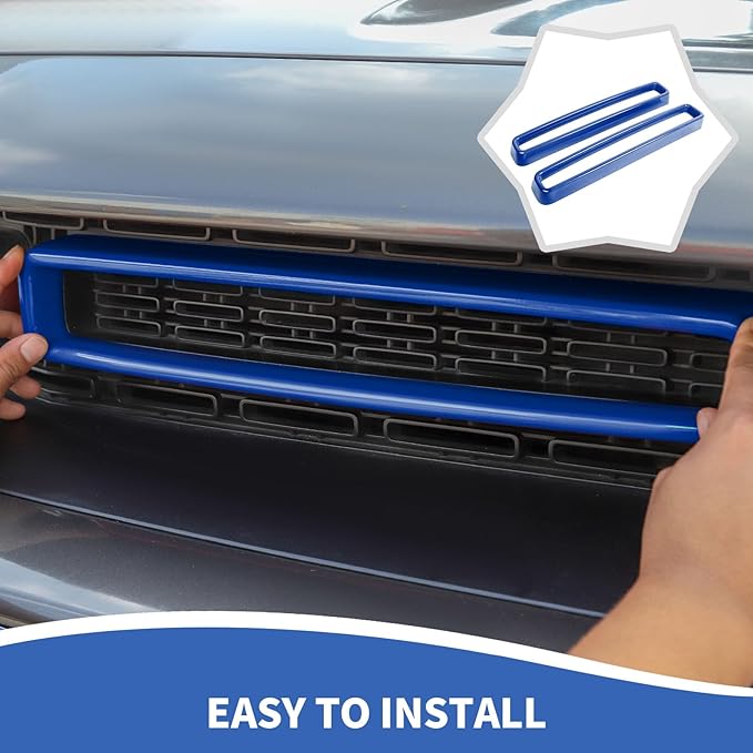 Front Grille Inserts Grill Guard Compatible with 2015-2024 Dodge Challenger Exterior Accessories, Blue