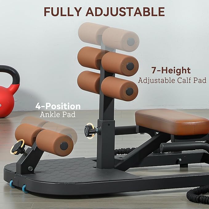 Soozier Foldable Sissy Squat Machine, Hip Thrust Machine with Push Up Stand, Multipurpose Glute Workout Equipment for Home Gym