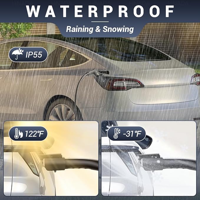 HiNADA Tesla to J1772 EV Charging Adapter, NACS to J1772 Converter, 80A/240V, IP55 Waterproof, Compatible with Tesla Wall Connectors, Destination Chargers, Mobile Chargers