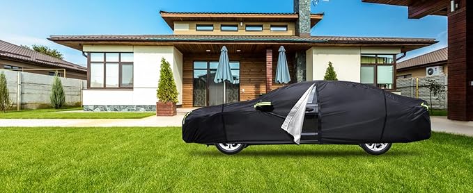 Car Cover Custom Fit for Honda Accord 2001-2025,Toyota Camry 1996-2025,6 Layers Truck Cover Waterproof All Weather for Automobiles,Outdoor Full Exterior Cover,Rain, Sun, Wind Protection,Black