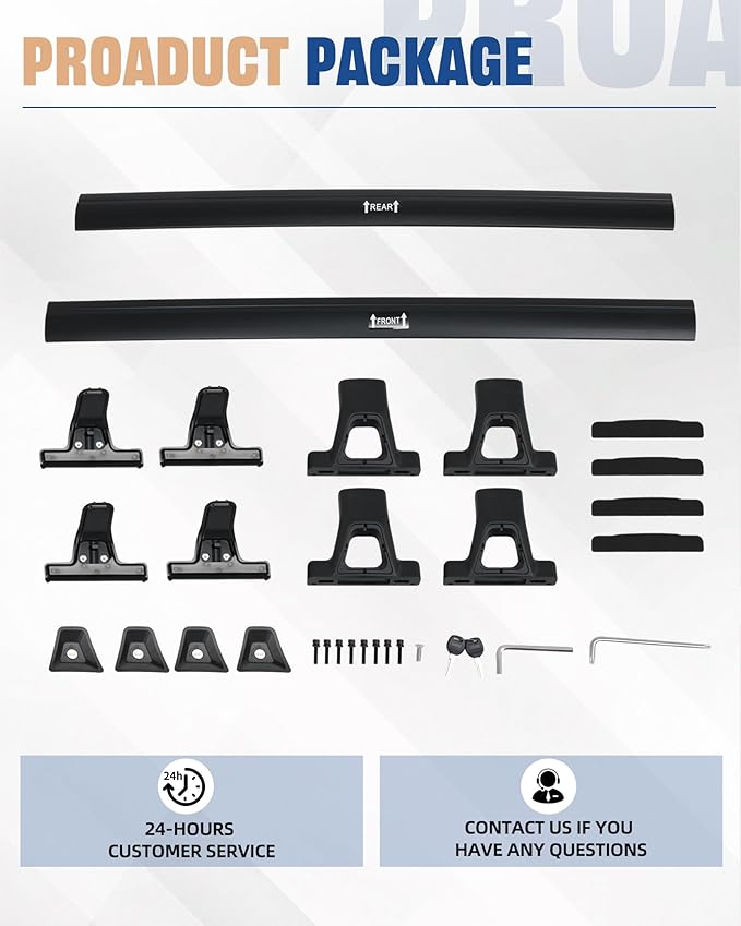 265lbs Lockable Heavy Duty Roof Rack Cross Bar for GMC Acadia 2017-2023 Cargo Bar Multi Functional Design for Bike Kayak Luggage