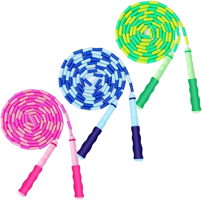 GRAWUN Jump Rope For Kids, Soft Beaded Jump Rope, Adjustable Length Tangle-Free Segmented Soft Beaded Skipping Rope,for Women, Men and Kids Keeping Fit, Workout and Weight Loss