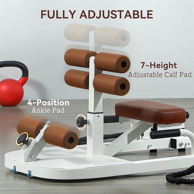 Soozier Foldable Sissy Squat Machine, Hip Thrust Machine with Push Up Stand, Multipurpose Glute Workout Equipment for Home Gym