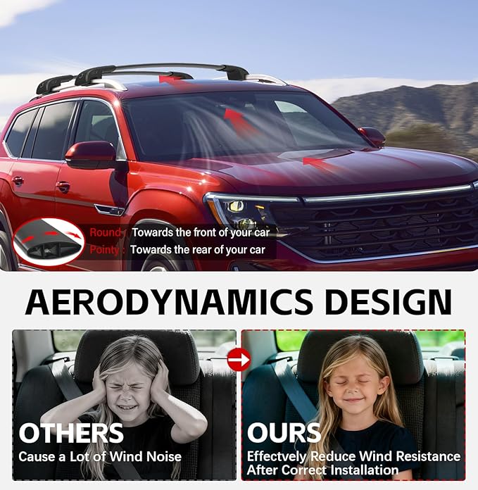 Roof Rack Cross Bars Compatible with Subaru Ascent 2019-2026 & Volkswagen VW Atlas 2017-2026, 300lbs Capacity Aluminum Anti-Rust Crossbars for Roof Cargo Luggage Carrier