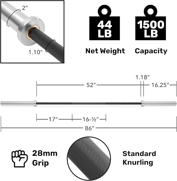 Philosophy Gym Olympic Barbell - Weightlifting & Powerlifting 2" Bar