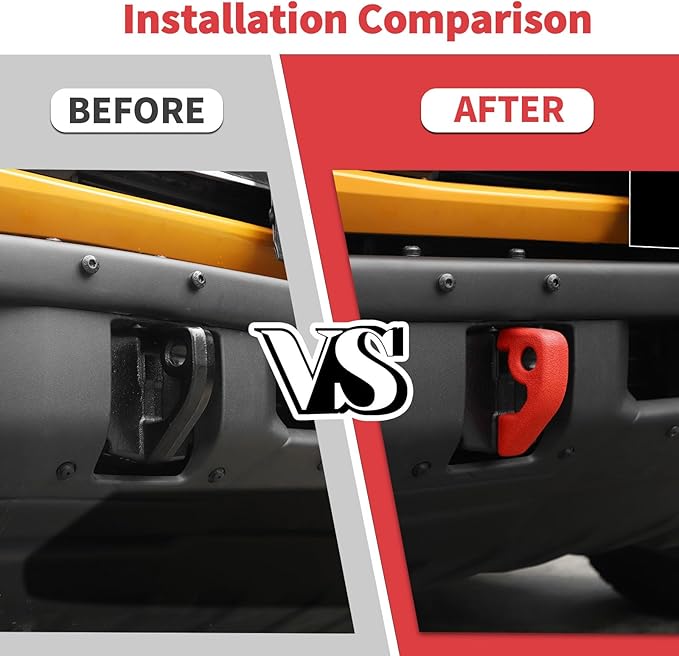 Jimen Fit for Ford Bronco 2021-2024, 2PCS Front Bumper Tow Hook Covers Protector Exterior Accessories (Red)