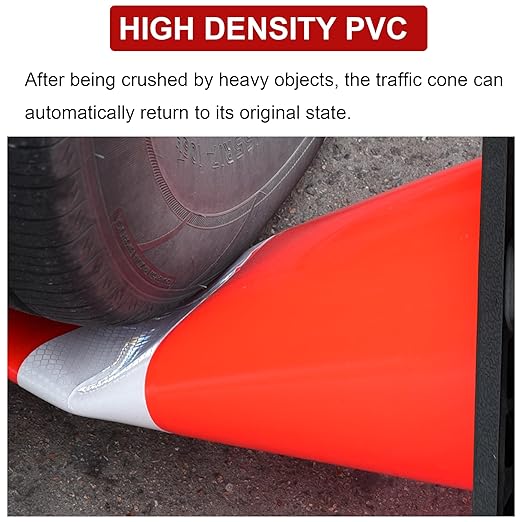 OrangeStar 8 Pack 12" Orange Traffic Safety Cones, PVC Parking Construction Cones w/Reflective Collar, Heavy Duty Base for Driving Practice, Parking Lots and Roadwork