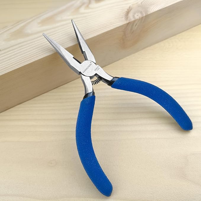 KAIHAOWIN Mini Needle Nose Pliers 5"-5 Pack KAIHAOWIN Small Long Nose Pliers with Wire Cutters, Spring Loaded Thin Needle Nose Pliers, Precision Pliers Set for Crafts/Jewelry Making/Tiny Project