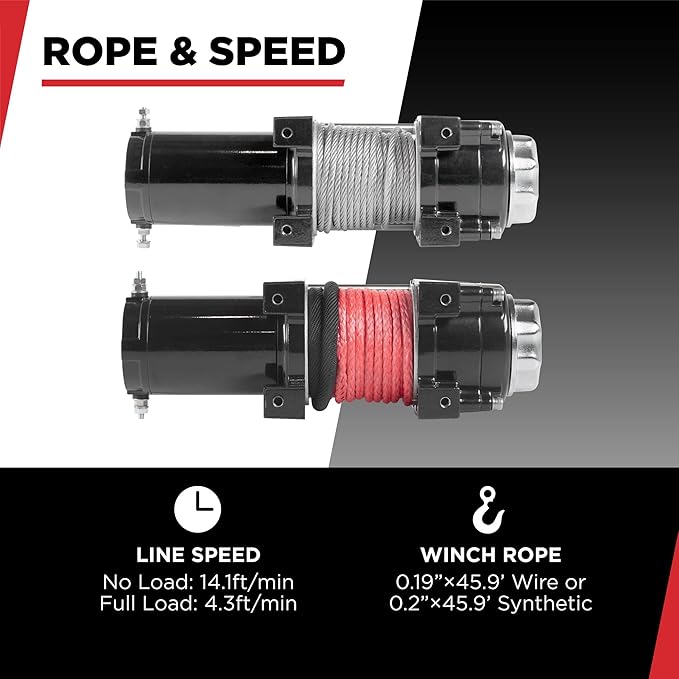 Warrior Winches Ninja 2500 lbs - Premium 12V Electric ATV/UTV Winch with Synthetic Rope, Compact and Powerful 12 Volt ATV Winch - Comes with Wireless Remote - Perfect for ATV, UTV, Boat, Trailer