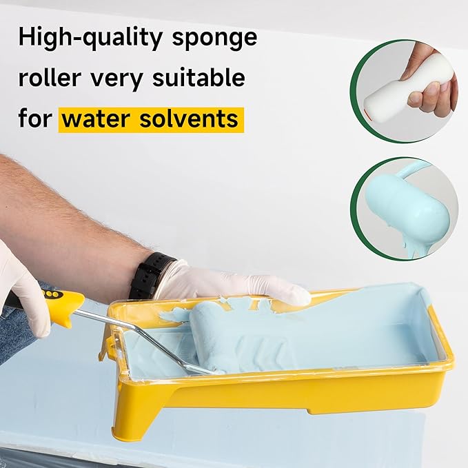 VOOMEY Mini Paint Roller Covers,High Density Foam Paint Roller,4 Inch Foam Roller Paint, 24 Pack,Fits All Flat Surfaces, Including Kitchen Cabinets, Doors, Tables, Etc.
