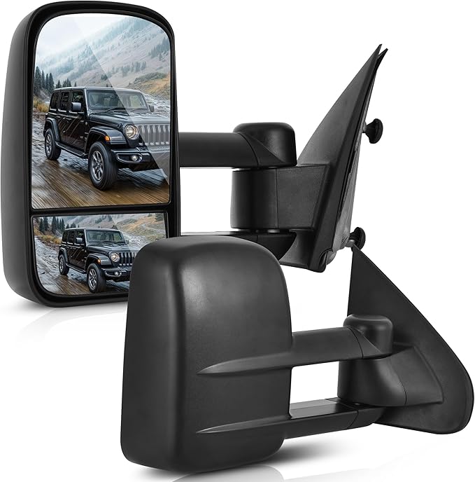 DWVO Tow Mirrors Compatible with 2014 2015 2016 2017 2018 Silverado Sierra 1500, 2015-2018 Silverado Sierra 2500 HD/3500 HD Side Mirrors with Manual Adjusted Telescoping Foldable