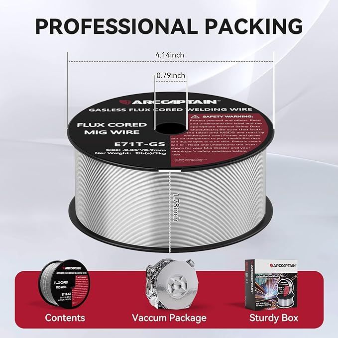 ARCCAPTAIN Flux Core Welding Wire .035", E71T-GS Mig Welding Wire 2-Pound X 2 Spools Gasless Mild Carbon Steel Compatible With Lincoln Miller Forney Harbor Welder, Pack of 2