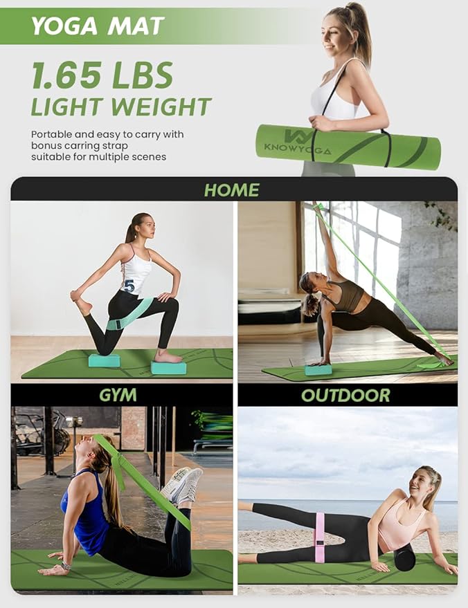 Yoga Starter Kit 12 in 1 - Yoga Set Include Yoga Mat, Foam Roller, 4 Resistance Bands, Yoga Blocks 2 Pack with Strap, 2 Peanut Massage Balls, Yoga kit and Sets for Beginners