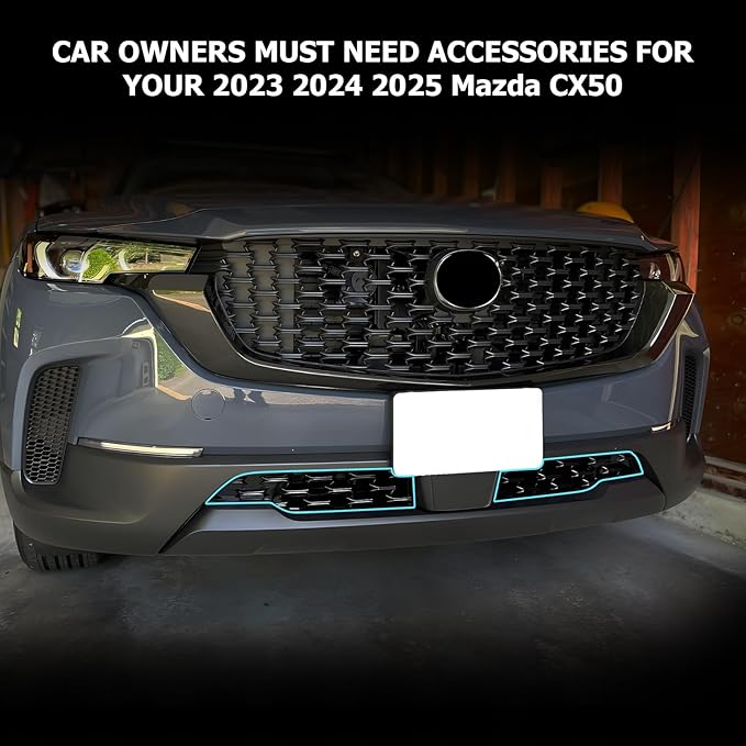 LUWU Front Grill Mesh Compatible With 2023 2024 2025 2026 Mazda CX-50 Front Mesh Grill Inserts Trims Front Mesh Grille Cover Guard for 2026 2025 Mazda CX50 Car Exterior Accessories ABS Material, 2PCS