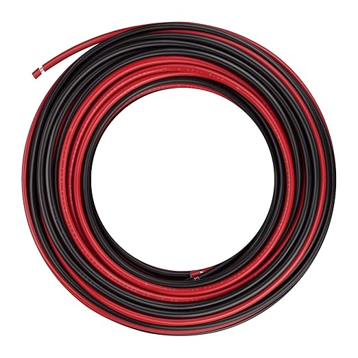 12AWG (4mm²) Tinned Copper PV Extension Cable - Solar Panel Connection Wire for Outdoor RV Marine Automotive Boat (50FT Black + Red Pair)
