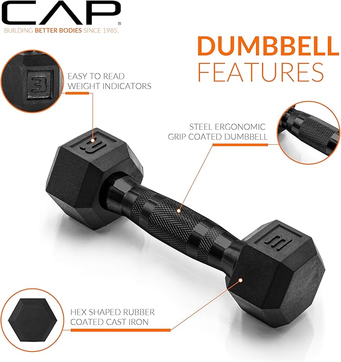 CAP Barbell Coated Dumbbell Weight | Multiple Options Pairs & Sets