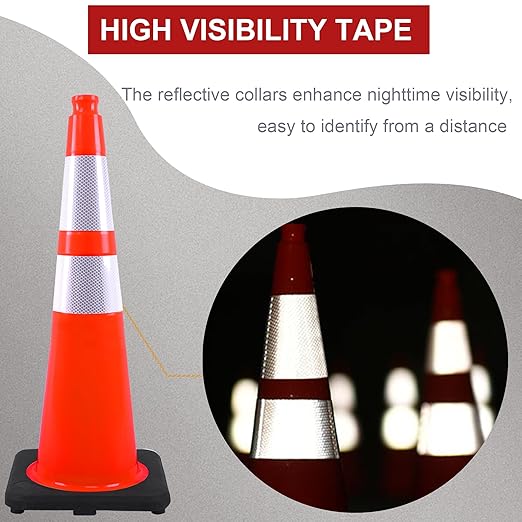 OrangeStar 28 Inch Orange Traffic Cones 8-Pack, Heavy Duty PVC Safety Cones with 2 Reflective Collars, Weighted Base for Highway, Roadwork, Construction, Warehouse Safety, Parking Lots