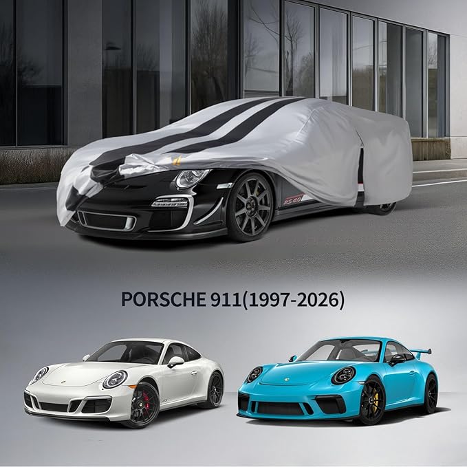 10 Layers Car Cover Custom Fit for Porsche 911(991/992/996/997 Series) Carrera 4S/Turbo/Carrera 1997-2026 100% Waterproof All Weather, Heavy Duty Covers for Rain Sun UV Protection with Door Zipper.
