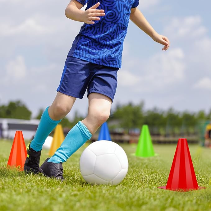 Leelosp 48 Pack 7" or 9" Plastic Traffic Cones Agility Field Marker Soccer/Safety/Sports/Training Cones for Skating Basketball Football Practice Drills Themed Party Decorations