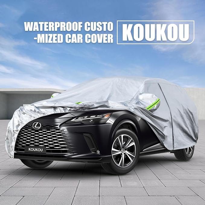KouKou 6 Layers Car Cover Custom Fit Lexus RX300/330/350/350L/450 from 2003 to 2025, Waterproof All Weather for Automobiles, Sun Rain Dust Snow Protection.
