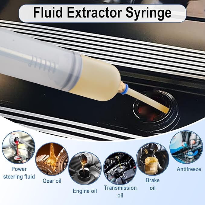 200CC Fluid Extractor, Oil Extractor Pump, Oil Suction Pump Syringe with Two 9.2" Extension Tubes, Vacuum Siphon Pump, Automotive Oil Change Tools for Gasoline