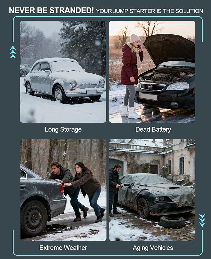 Jump Starter with Air Compressor, 4000A Car Jumper Starter Portable & 12V Car Battery Charger Jump Starter Power Pack with 150PSI Auto-Shutoff Tire Inflator, Jumper Box for 8.0L Gas/6.5L Diesel, QC3.0