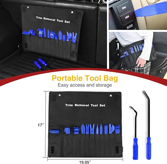 GOOACC 13PCS Nylon Trim Removal Tool Set for Bumper Fastener Rivet Clips Car Door Clip Panel Audio Video Dashboard Dismantle Blue (GRC-203)