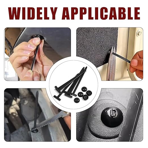 100 Pack Nylon Universal Cable Tie Buckle Zip Tie, Heavy Duty Self-Locking Push Pin Design with Button, UV Resistant Fasteners for Car Repair (Fender, Bumper, Trunk Liner), Wire Bundling, Home&Garage