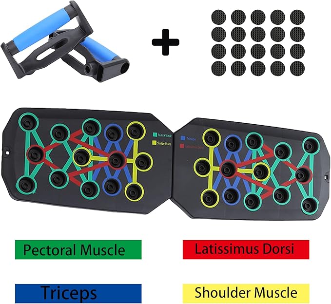 Push-up board, Foldable Home Workout Equipment with Color-Coded System Multi-Functional Pushup Stands for Strength Training, Chest, Arms & Core, Portable Gym for Men & Women Fitness Accessories