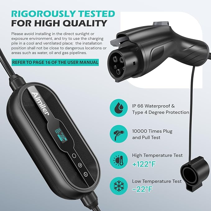 Level 2 Electric Vehicle (EV) Charger(WIFI APP/Plug-play), 40A, 25ft Cable ETL Certified, 220V-240V NEMA 14-50P Plug EVSE w/ J1772 Connector, Portable EV Car Charging Stations for Home Level 2
