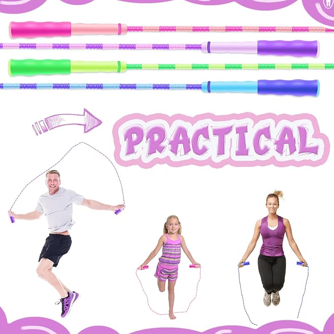 24 Pack kids Jump Ropes, Adjustable Free Segmented Skipping Rope with Soft Beaded,9.2 Feet Jumping Rope for Women Men Workout Exercise Lose Weight