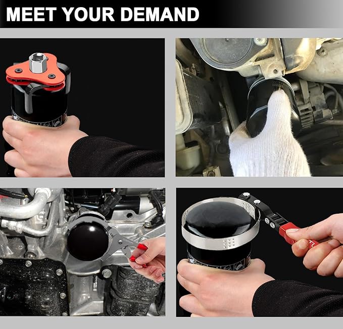 10PCS Oil Filter Wrench Set, 9" & 12" Oil Filter Pliers, 3 Jaw Oil Filter Wrench Tool with Oil Funnel for Oil Change Adjustable From 1-3/4" to 6"