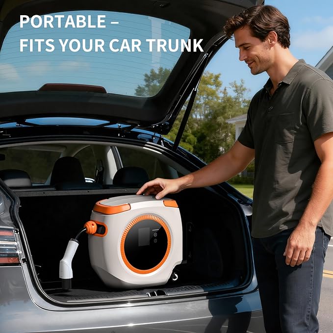 Level 1 EV Charger for Tesla – 110V 16A, 26FT Cable, NEMA 5-15 Plug, Wi-Fi Support, Portable Tesla Connector for Model 3/Y/S/X, Easy for Home or Travel (Grey)