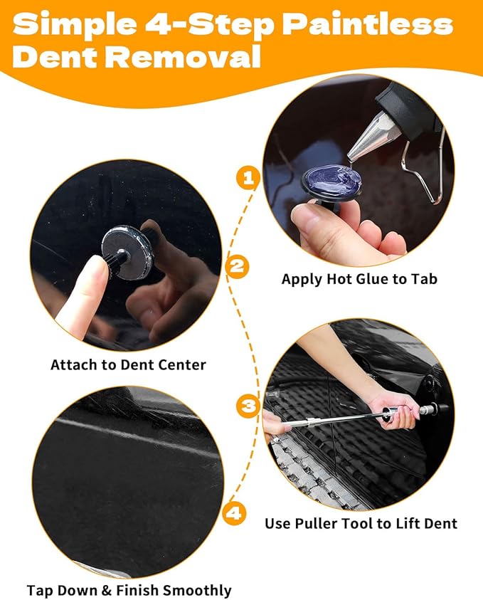 Super PDR Paintless Dent Repair Kit – Complete Car Dent Puller Tool Set with Slide Hammer, T-Bar, Bridge Puller & Lifter – Fix Auto Body Hail Damage, Door Dings, and Car Panel Dents