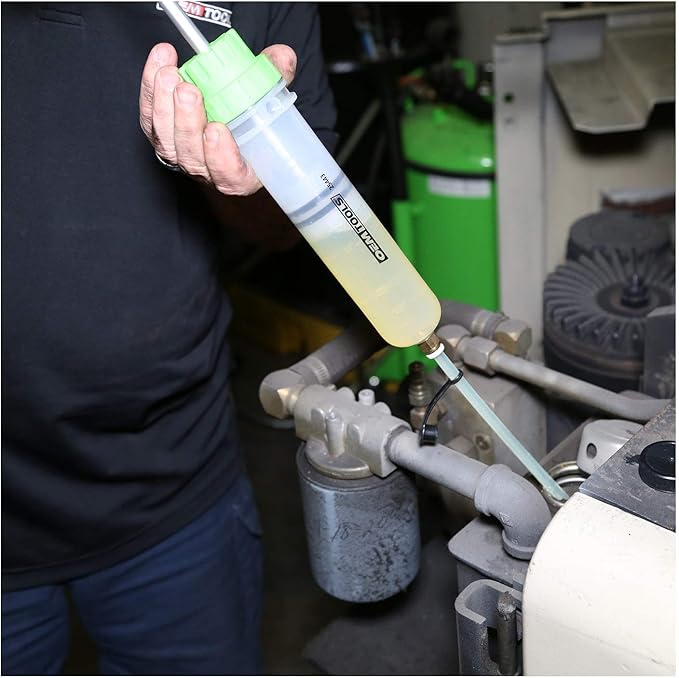 OEMTOOLS 200cc Small Fluid Extractor and Filler Pump – Precision Vacuum Pump for Brake Fluid, Power Steering, Coolant, and Small Oil Jobs – Dual-Scale Cylinder, Extension Tubes, Serviceable Design