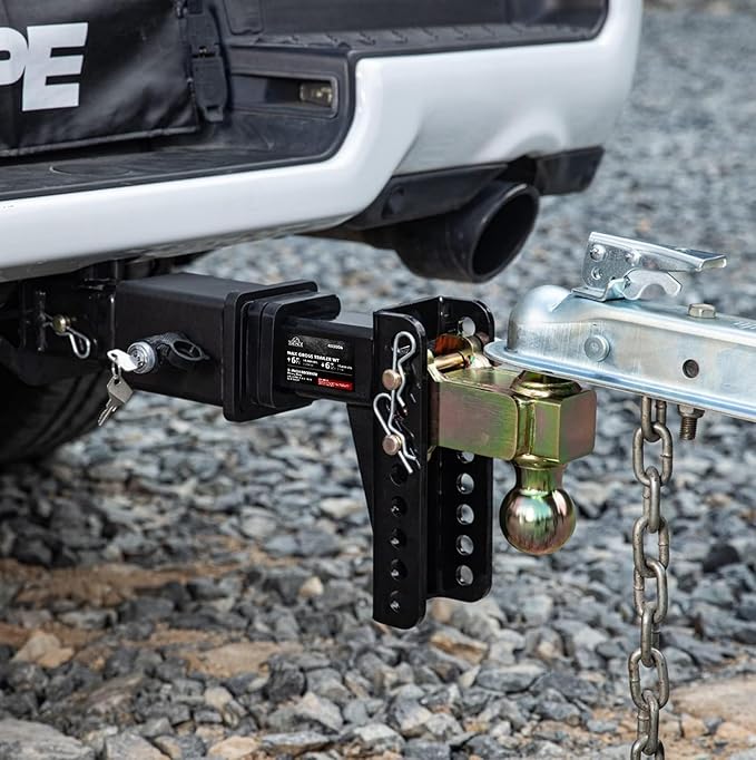 Adjustable Trailer Hitch, Fits 2.0-Inch Receiver, 6-Inch Drop/Rise,2"" & 2-5/16"" Ball Hitches for Trucks, 18,000 LBS GTW - Receiver Hitch with Anti-Theft Pin, Solid Ball Mount, BLK,X-452006