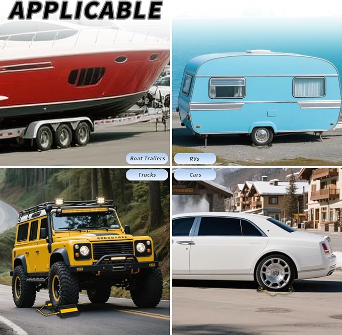 Vacallity Wheel Chocks for RV Trailer Car Truck, Upgrade Rubber Wheel Chocks with Rope Easy to Use,Camper Travel Chock Blocks Wheel Immobilizers & Chocks (6.2" 4pair)