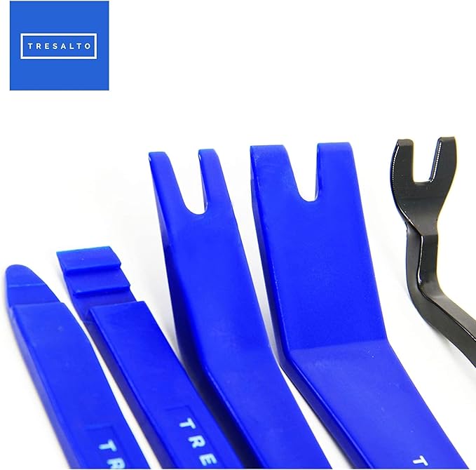 Auto Trim Removal Tool Kit - 5 Piece Set for Dash, Door Panel, Clip Remover - Scratch-Resist Nylon Pry Tools for Interior Car Trims Work - Panel Prying Tools Included - Blue