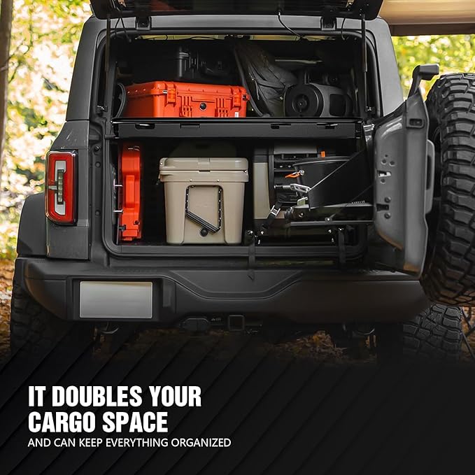 Rear Cargo Rack Basket Compatible with 2021 2022 2023 2024 2025 Ford Bronco 4 Door Hardtops, Interior Luggage Carrier Storage Shelf (Excluding Softtop or Sport)