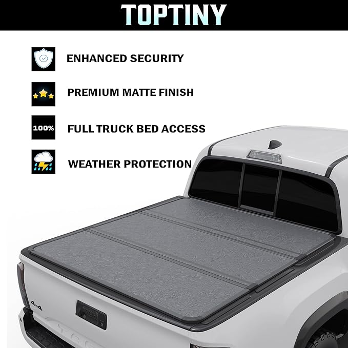 Hard Folding Truck Bed Tonneau Cover |THTF019|Fits 2005-2015 Toyota Tacoma w/OE Track System 5' Bed (60.3")