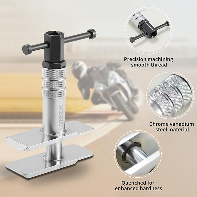 KZINO Heavy Duty Brake Caliper Compression Tool - Universal Motorcycle & Auto Caliper Spreader, Piston Compressor & Brake Pad Press Tool Kit