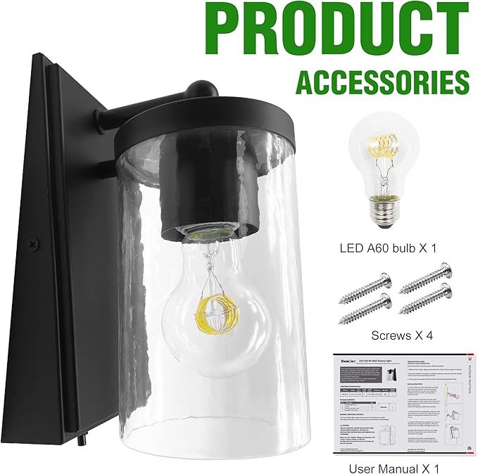 12V LED RV Wall Sconce with Switch, 1XE26 LED Bulb Included, 12Volts DC RV Interior Light Fixture with Clear Glass Shade, use for RV Trailer Motorhome Caravan Boat