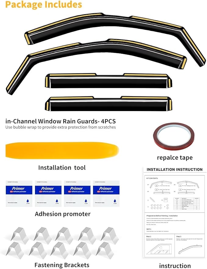 in-Channel Window Rain Guards Fit for Truck Chevy Silverado/GMC Sierra 2500HD 3500HD 2020-2026 Crew Cab Extra Durable Window Visors Window Deflectors Vent Shades Car Accessories-4 pcs 2-Q12