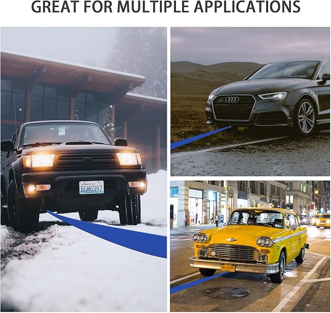 Trailer Winch Strap with Hook, 1.5in 16ft Heavy Duty Boat Winch Strap with 4500lbs Break Strength for Towing Vehicles, Boats, Trailer, Towing (Blue)