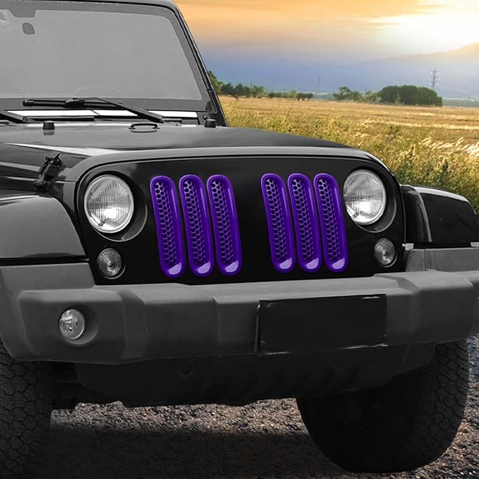 Mesh Grill Insert Grille Inserts Cover Fit for 2007-2018 Jeep Wrangler JK JKU(Purple)