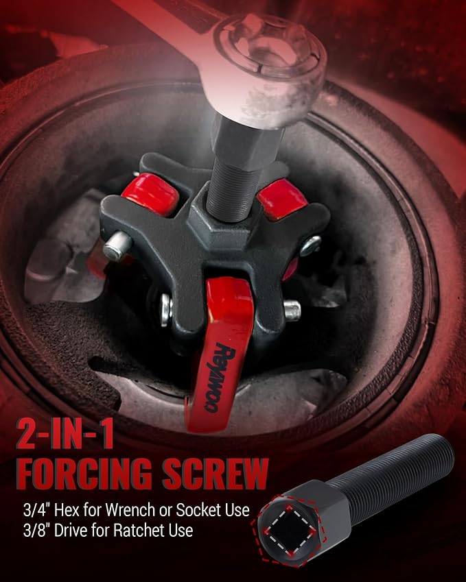 Harmonic Balancer Puller Kit, Adjustable 3-Jaw Puller for Removing Harmonic Damper Pulley Compatible with Chevy GM Chrysler Cadillac Ford, Forcing Screw Fits a 3/8" Square Drive