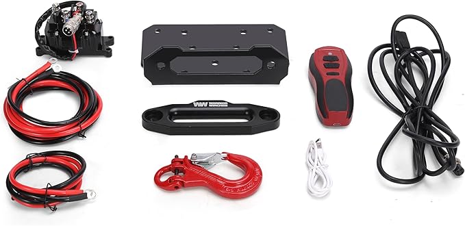 Warrior Winches - Titan 4,500lb Synthetic Rope Electric Winch – 12V, 3.4HP Motor, 166:1 Planetary Gear, Wired/Wireless Remote, Manual Clutch, Spring Brake, ATV/UTV Winch