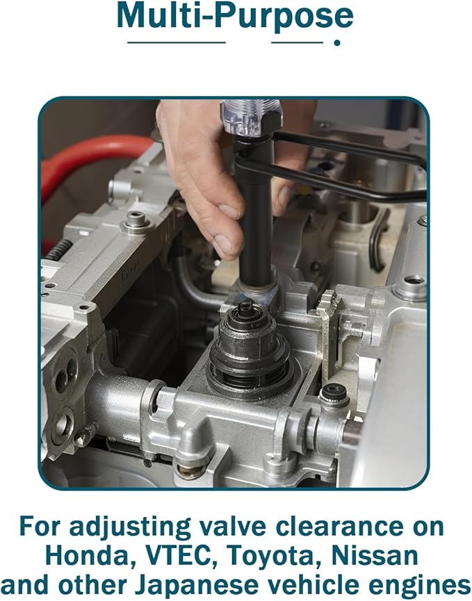 10mm Valve Adjustment Tool Jam Nut, with Angled Feeler Gauge, Slotted Valve Grinding Lapping Tool, Jam Nuts with Window Cut Out for Positioning, for Honda Toyota and Other Japanese Auto Vehicle Engine