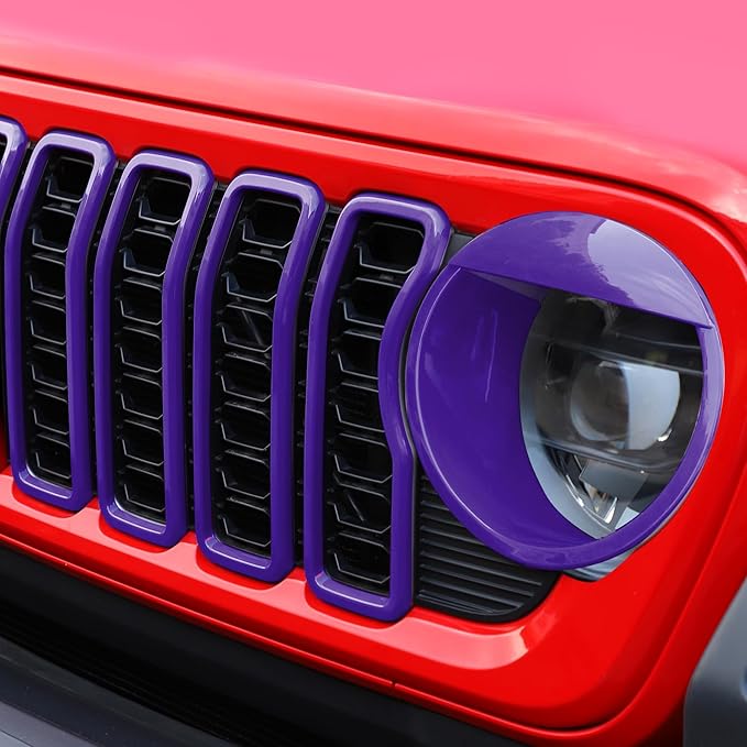 Front Grill Inserts Front Headlight Cover Kit fit for Jeep Wrangler JL JLU Gladiator JT 2024+ Exterior Accessories,Purple