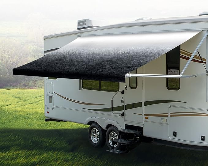 RecPro RV Awning Fabric Replacement | Width Options from 8 Feet to 22 Feet | Variety of Color Options | 8' (96") Length RV Awning | Premium Vinyl (8' - Actual Width 7' 1", Charcoal Fade)